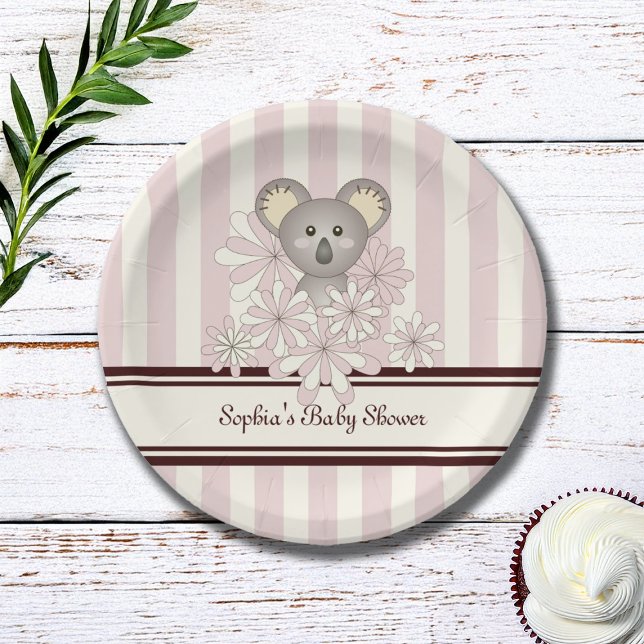 Pastel Pink Koala Kindergeburtstag / Girl Baby Dus Pappteller (Von Creator hochgeladen)
