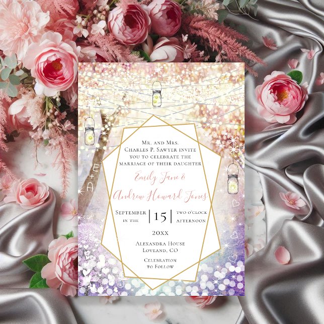 Pastel Pink Lila Blue Green Mairy Tale Hochzeit Einladung (Von Creator hochgeladen)