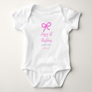 Pastel pink lila glücklich 1. Weihnachtsbogenname  Baby Strampler