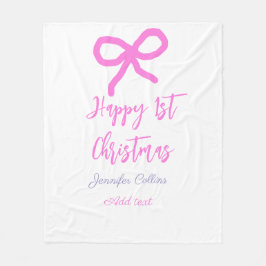 Pastel pink lila glücklich 1. Weihnachtsbogenname Fleecedecke