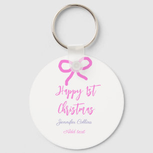 Pastel pink lila glücklich 1. Weihnachtsbogenname  Schlüsselanhänger