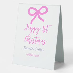 Pastel pink lila glücklich 1. Weihnachtsbogenname  Tischaufsteller
