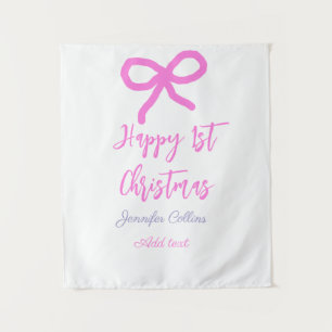 Pastel pink lila glücklich 1. Weihnachtsbogenname Wandteppich