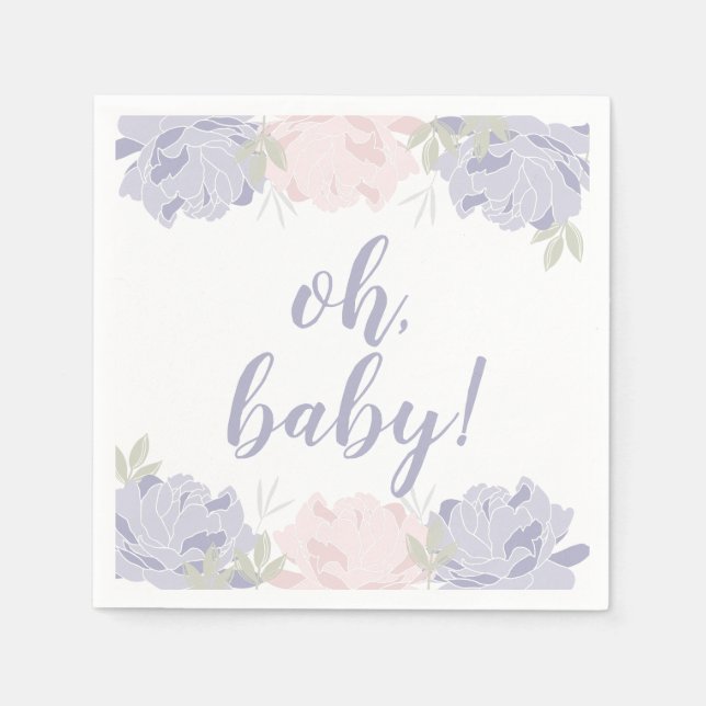 Pastel Pink & Lila Peonies Baby Dusche Serviette (Vorderseite)