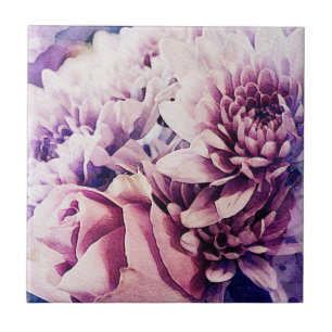 Pastel Pink Lila Rose Chrysanthemum Blume Fliese