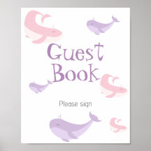 Pastel Pink Lilac Whale Gästebuch