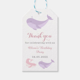 Pastel Pink Lilac Whale Vielen Dank für Ihre Gebur Geschenkanhänger