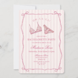 Pastel Pink Lingerie Lace Bachelorette Party Einladung