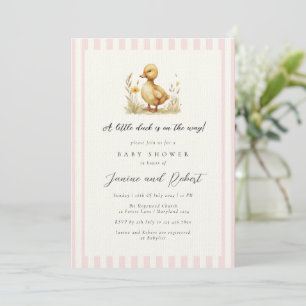Pastel Pink Little Duck ist auf dem Weg Baby Dusch Einladung