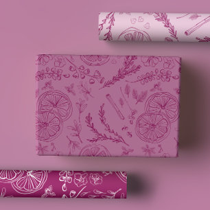 Pastel Pink & Magenta Warme Winter Weihnachten Geschenkpapier Set