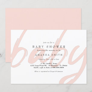 Pastel Pink Minimal Modern Baby Girl Dusche Einladung