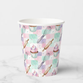 Pastel Pink & Mint Cupcake Baking Pattern Pappbecher