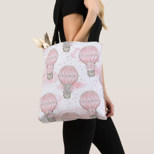 PASTEL PINK MIT GRAUEN BABY ELEPHANS TASCHE