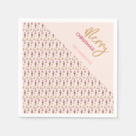 Pastel Pink Modernes Weihnachtsmuster Serviette