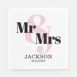 Pastel Pink Mr & Mrs Wedding Serviette