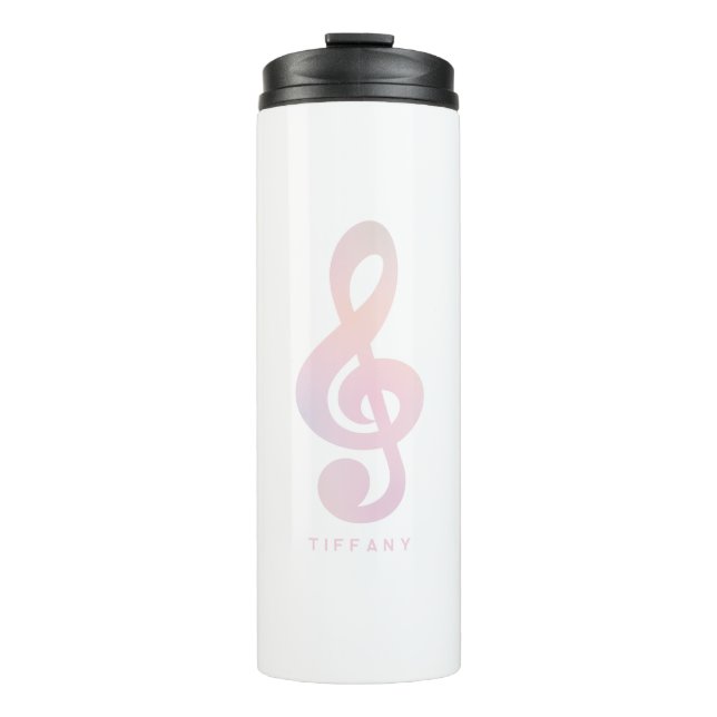 Pastel Pink Musik Symbol Musik Art Monogram Name Thermosbecher (Vorderseite)