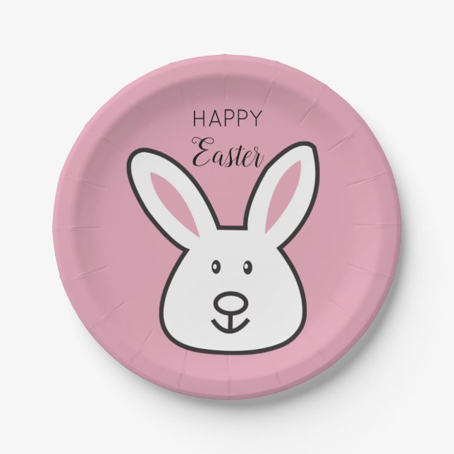 Pastel Pink Niedlich Ostersonnige Illustration Pappteller (Vorderseite)