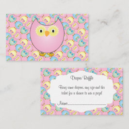 Pastel Pink Niedlich Owl Baby Diaper Raffel Begleitkarte