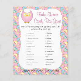 Pastel Pink Niedlich Owl Baby Dusche Thema | Spiel Flyer