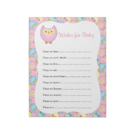 Pastel Pink Niedlich Owl Baby Dusche Thema - Wünsc Notizblock