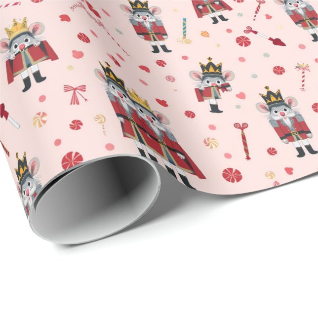 Pastel Pink Nutcracker's Mouse King Geschenkpapier (Rolleneckpunkt)