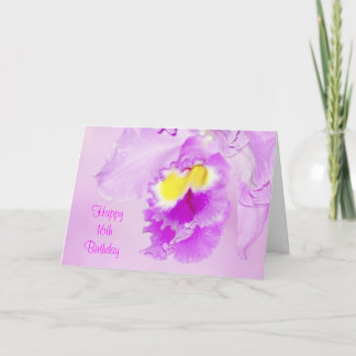 Pastel Pink Orchid 16. Happy Birthday Karte