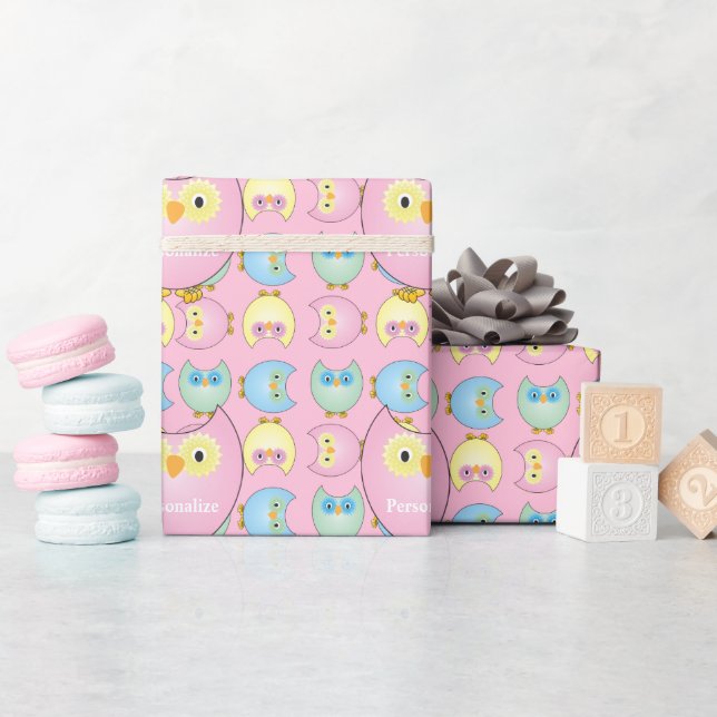 Pastel Pink Owl Baby Dusche Thema Geschenkpapier (Babyparty)