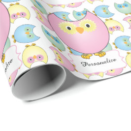 Pastel Pink Owl Baby Dusche Thema Geschenkpapier