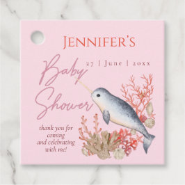 Pastel Pink Ozean Narwhal Muscheln Kinderdusche Geschenkanhänger