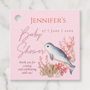 Pastel Pink Ozean Narwhal Muscheln Kinderdusche Geschenkanhänger