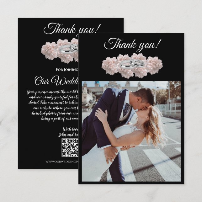 Pastel Pink Peony-Foto Hochzeit- Dankeskarte (Vorne/Hinten)