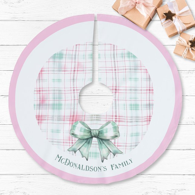 Pastel Pink Personalisiert Name Weihnachten Polyester Weihnachtsbaumdecke (Pastel Pink Personalized Name Vintage Christmas  Brushed christmas tree skirt pretty sweet country )