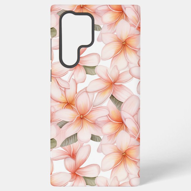 Pastel Pink Plumeria Frangipani Floral Samsung Galaxy Hülle (Rückseite)