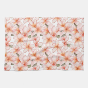Pastel Pink Plumeria Frangipani Gemustert Geschirrtuch