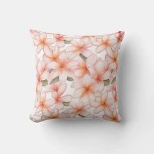 Pastel Pink Plumeria Frangipani Gemustert Kissen