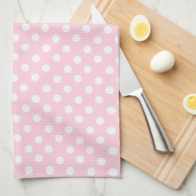Pastel Pink polka dots Küchentücher (Viertel Falte)