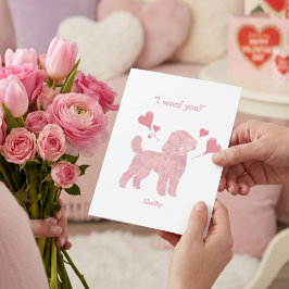 Pastel Pink Poodle - Valentine Personalized Name Feiertagskarte