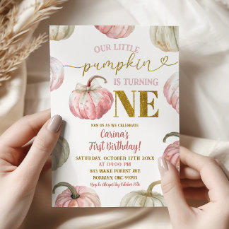 Pastel Pink Pumpkin macht einen Geburtstag Einladung