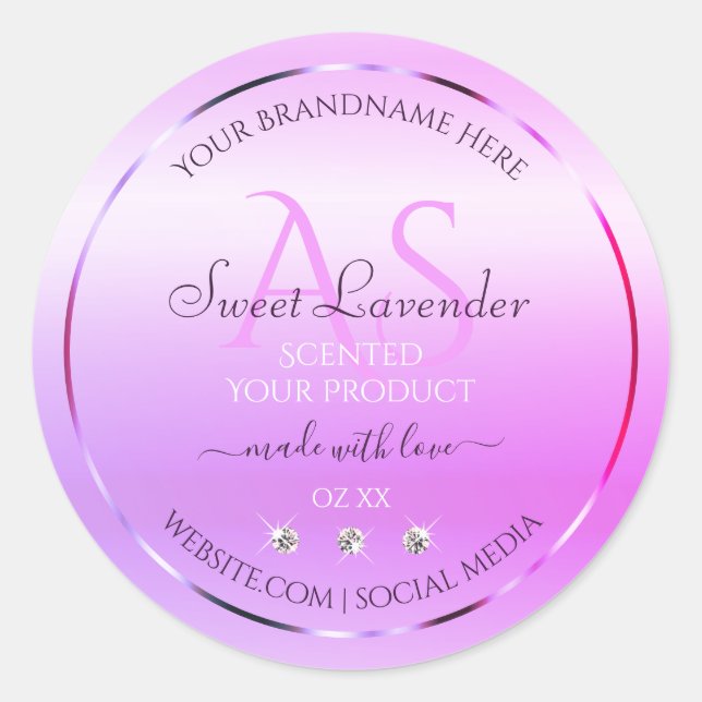 Pastel Pink Purple Produit Bijoux Étiquette Monogr (Devant)