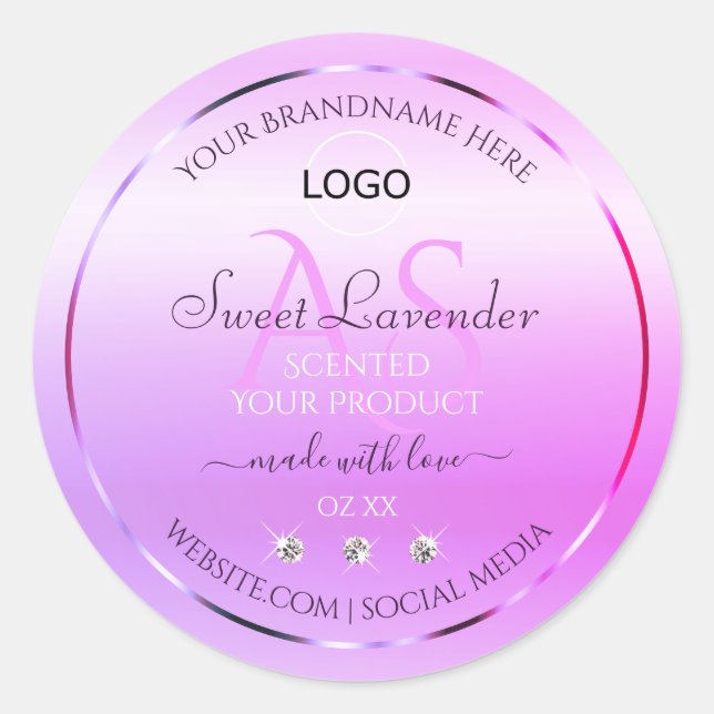 Pastel Pink Purple Produit Étiquette Monogramme et (Devant)