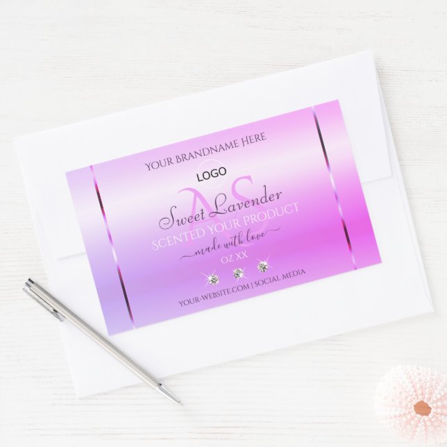 Pastel Pink Purple Produit Étiquette Monogramme et (Enveloppe)