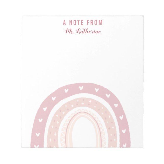 Pastel Pink Rainbow Boho Notizblock (Vorderseite)