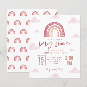 Pastel Pink Rainbow Clouds Girl Baby Showroom Invi