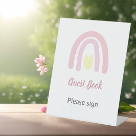 Pastel Pink Rainbow Girl Baby Showbook Sockelschild