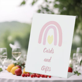 Pastel Pink Rainbow Girl Babyduschkarten Sockelschild