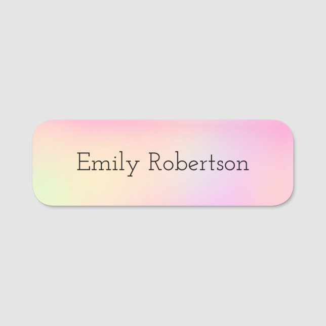 Pastel Pink Rainbow Individuelle Name Magnetisch Namensschild (Vorderseite)