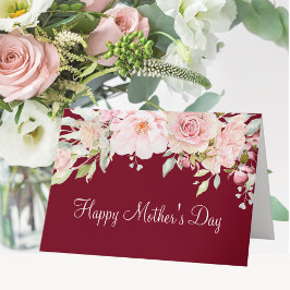 Pastel Pink Rose Blume Floral Happy Mother Day Karte