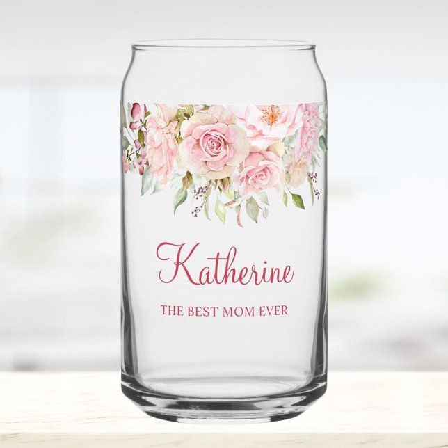 Pastel Pink Rose Flower Floral The Best Mom Ever Dosenglas (In situ)