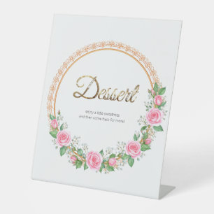 Pastel Pink Roses & Baby's Breath Desert Bar Sockelschild