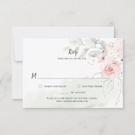 Pastel Pink Roses Blassgrüne Blätter UAWG RSVP Karte